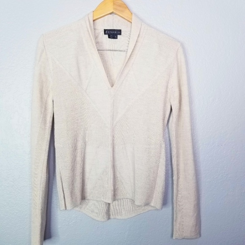 Zenobia made in italy merino wool v neck fitted sweater large